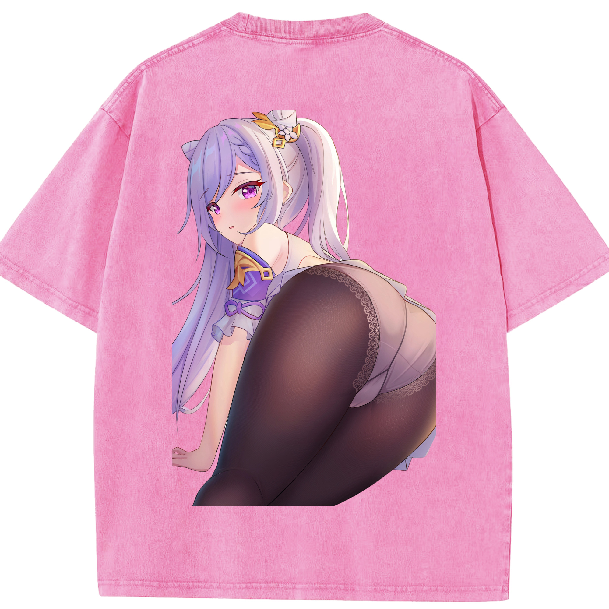げんし神 刻晴 こくせい genshin Kokusei 綿100% ヴィンテージ風 半袖Tシャツ（背面プリント）